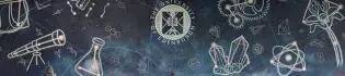 Part of a mural depicting the night sky over Edinburgh, with the constellations outlined to show scientific shapes like atoms, a telescope and DNA strands