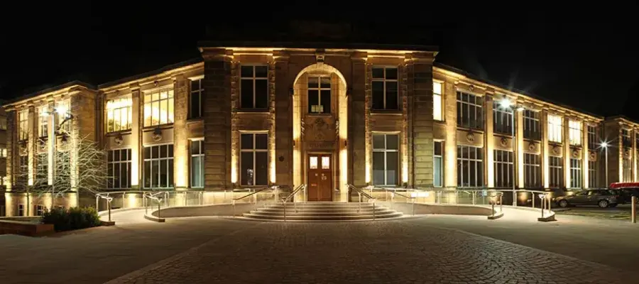 The Ashworth building at night