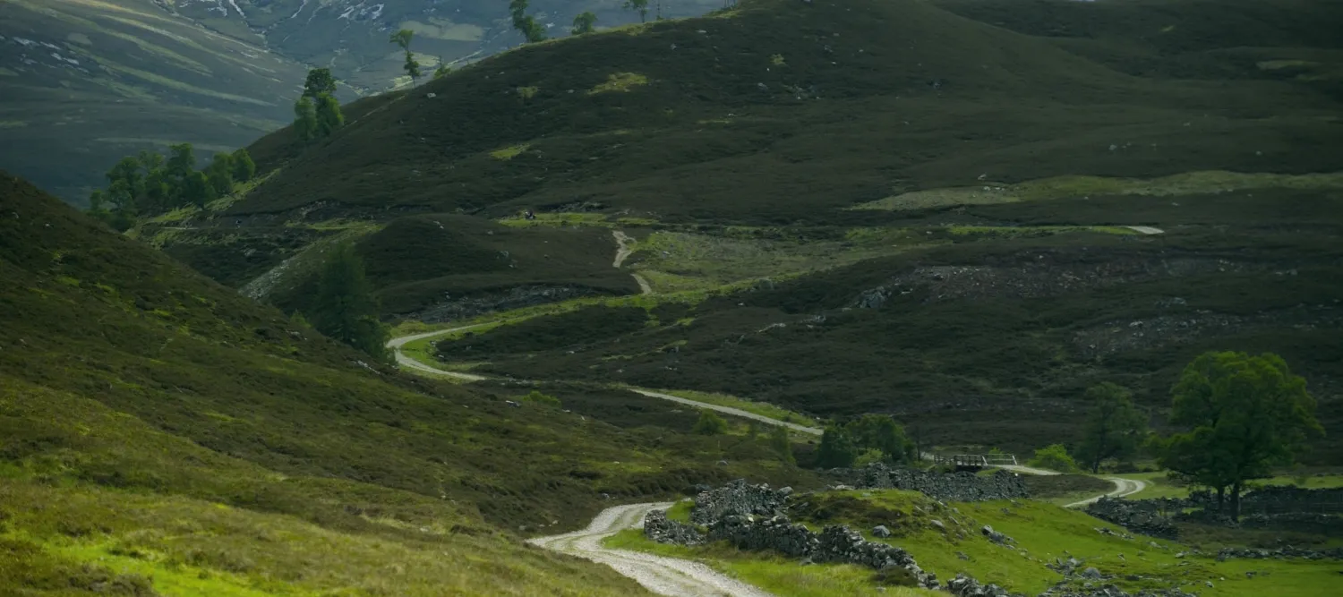 Landscape photo of Scottish hills.