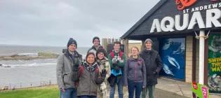 Lab group  at PopGroup St Andrews 2024, with Rowan Schley, Meng Lu, Alex, Lizzy Davies, Grace Doherty, Emily Haley, Ashley Tuffin.