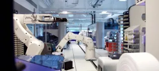 Photo of instruments in the genome foundry