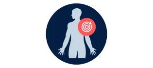 Graphic of human body with a target symbol