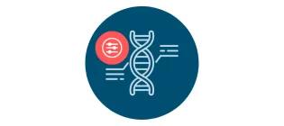 Graphic of DNA with levels symbol