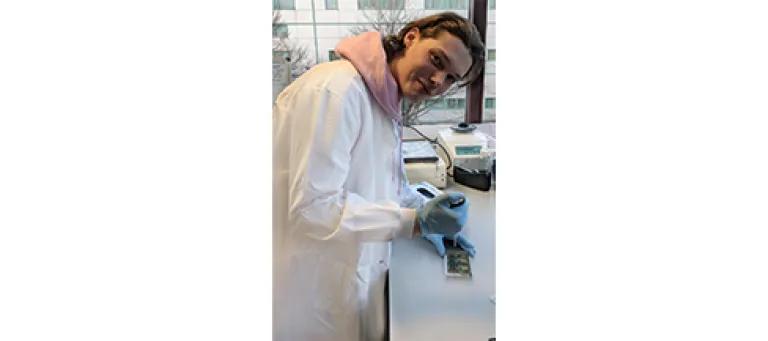 Cal Vickerstaff working in a lab.