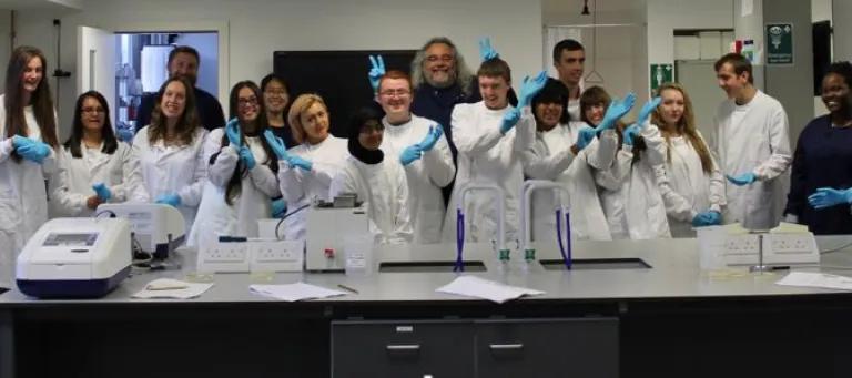 Demonstrators and students in the Biological sciences JCMB teaching lab