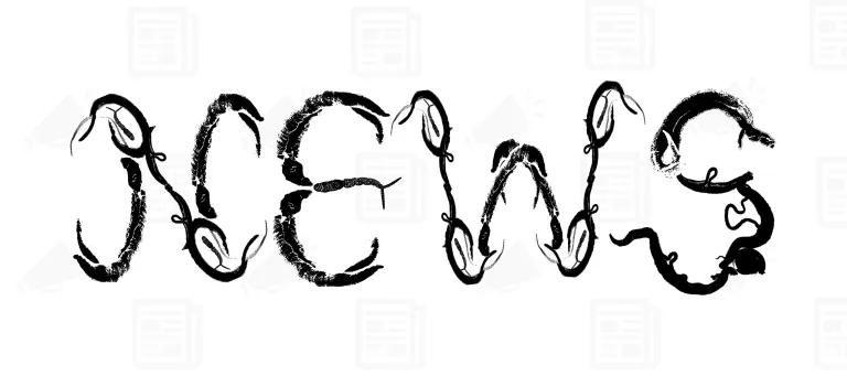 The word “NEWS” is spelled out using artistic illustrations of parasitic worms shaped into each letter.