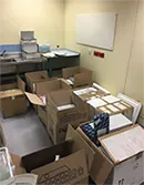 Boxes in the office, ready to be shipped