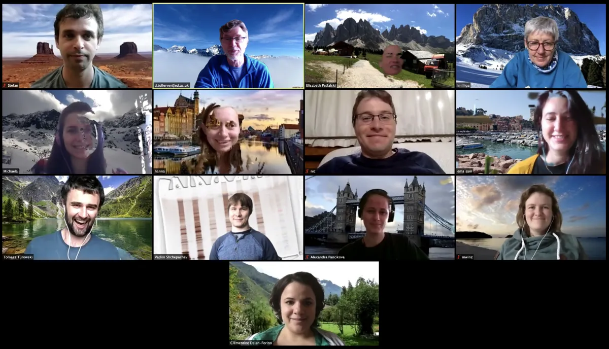 Screenshot of lab group members in a zoom meeting