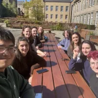 Students sat outside