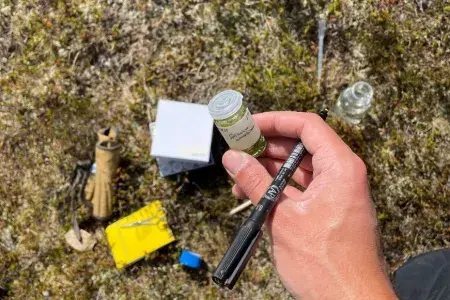 An example of the multiple tools needed when collecting specimens in the field.