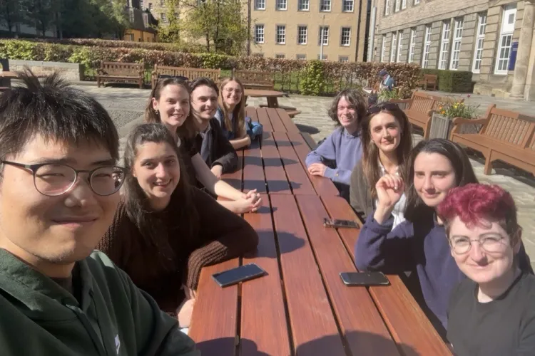 Students sat outside
