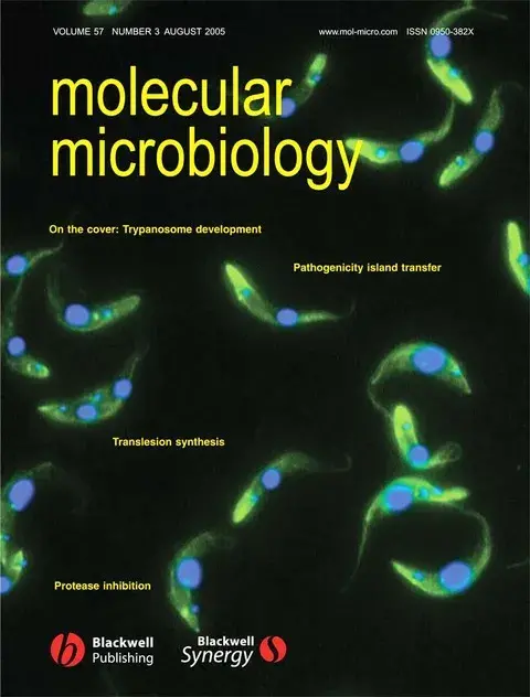 August 2005 cover of Molecular Microbiology showing trypanosome development.