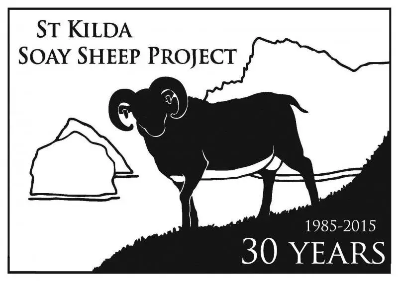St Kilda Soay Sheep Project 30 years anniversary logo. A drawing of a Soay sheep with text 1985 - 2015.
