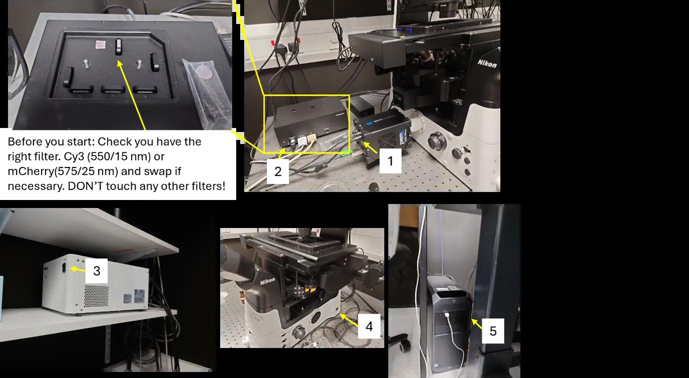 photos of microscope start up sequence