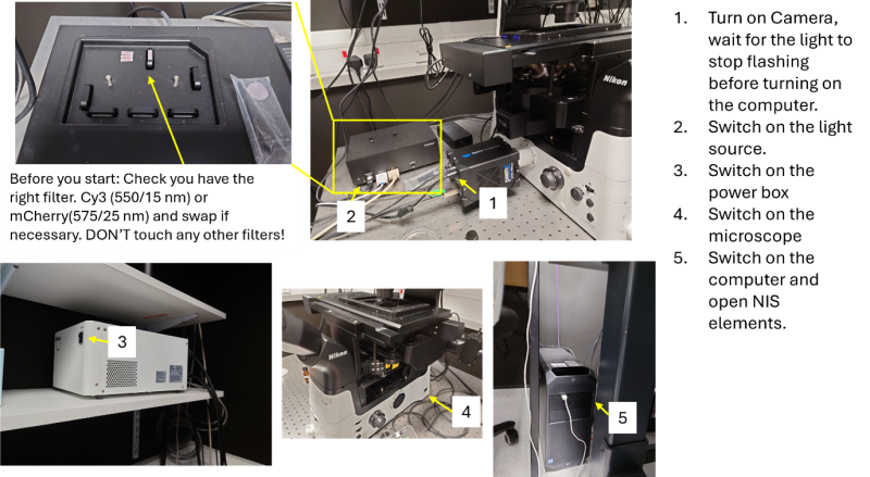 photos of microscope start up sequence