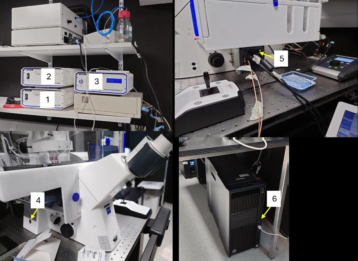 photos of microscope start up sequence