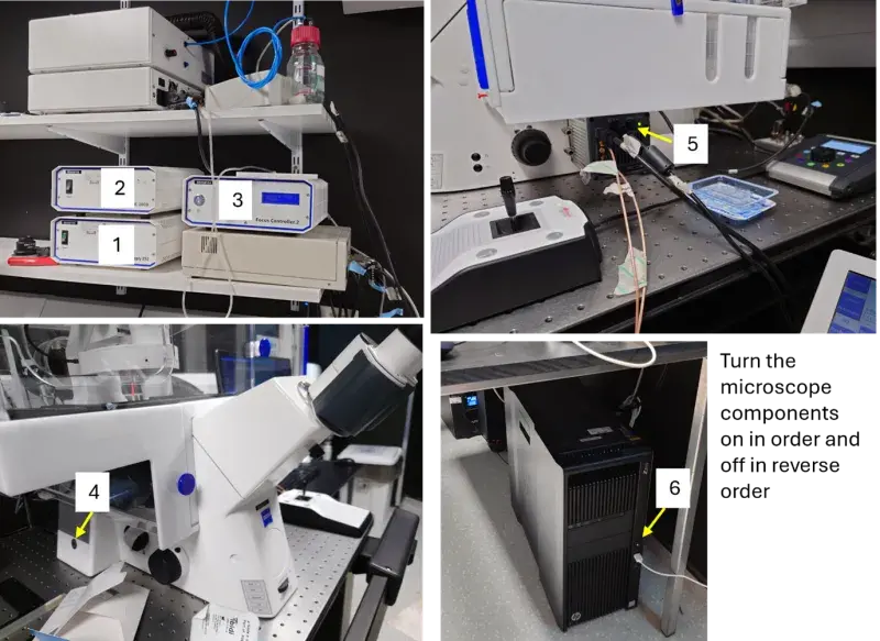 photos of microscope start up sequence