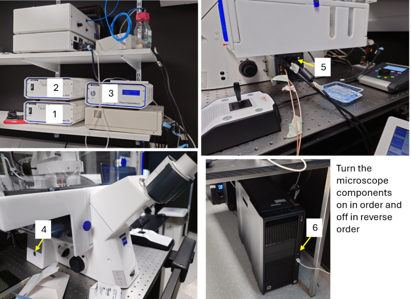 photos of microscope start up sequence