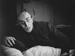 Black and white photo of a vampire
