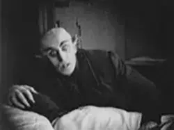 Black and white photo of a vampire