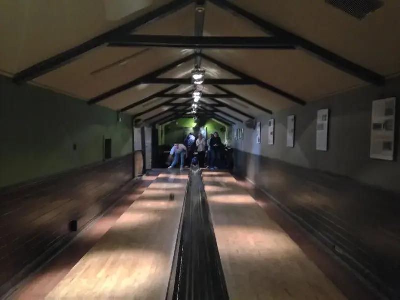 The lab group bowling at The Sheep Heid Inn