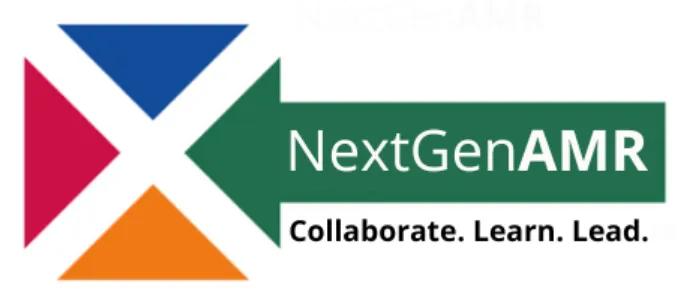 red, blue, yellow and green logo with text reading NextGen AMR, collaborate, learn, lead.