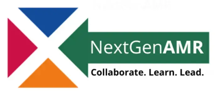 red, blue, yellow and green logo with text reading NextGen AMR, collaborate, learn, lead.