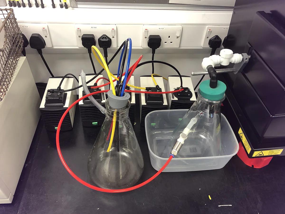 Photo of 4 pumps used for the Vari-X-link on a table