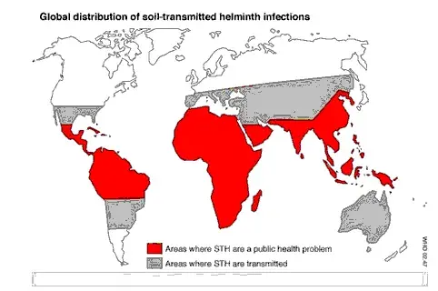 Geographical distribuation of Solid transmitted helminths - STH