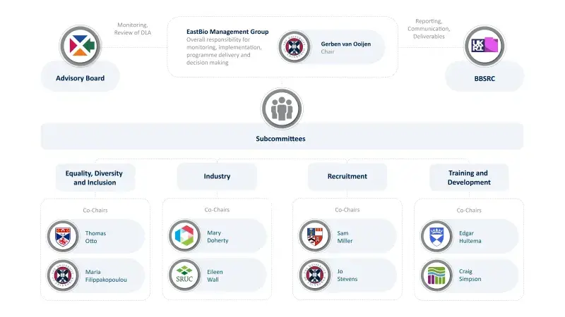 Diagram displaying the EastBio governance structure
