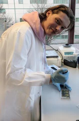 Cal Vickerstaff in the lab.