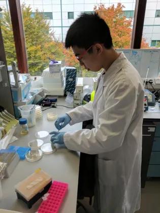 Teri Cheng working in the lab.