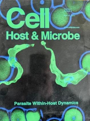 April 2011 Cell Host & Microbe journal cover featuring Trypanosoma brucei.
