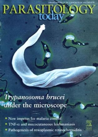 Cover of the February 1999 issue of Parasitology Today featured a Trypanosoma brucei with text "Trypanosome brucei under the microscope"."