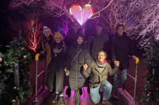 The group visit the botanic lights, with: Lucia Campos-Dominguez, Surabhi Ranavat, Alex Twyford, Yanqian Ding, Max Brown, Thibauld Michel (RBGE PhD student), Peng-Cheng Fu (lab visitor from Luoyang Normal University)