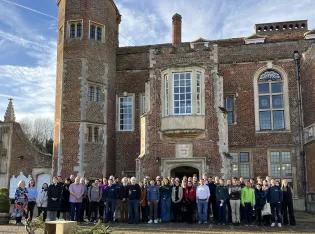 Photo of Non Seed Plant meeting attendees outside Madingley Hall