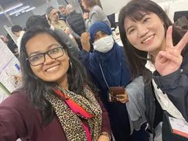 Photo of Dr Nadra Tabassum posing with smiling companion at the Marchantia Workshop in Hiroshima Japan.