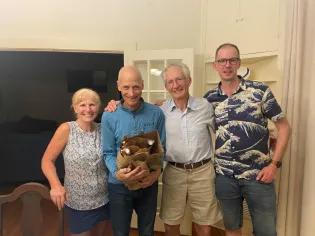 Alex on sabbatical in Florida in 2024, with Pam Soltis, Jonathan Wendel and Doug Soltis