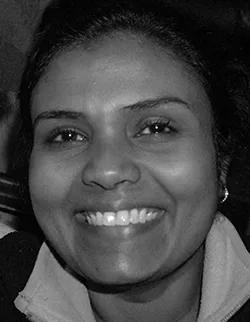 Black and white photo of Thamarai Dorai-Schneiders