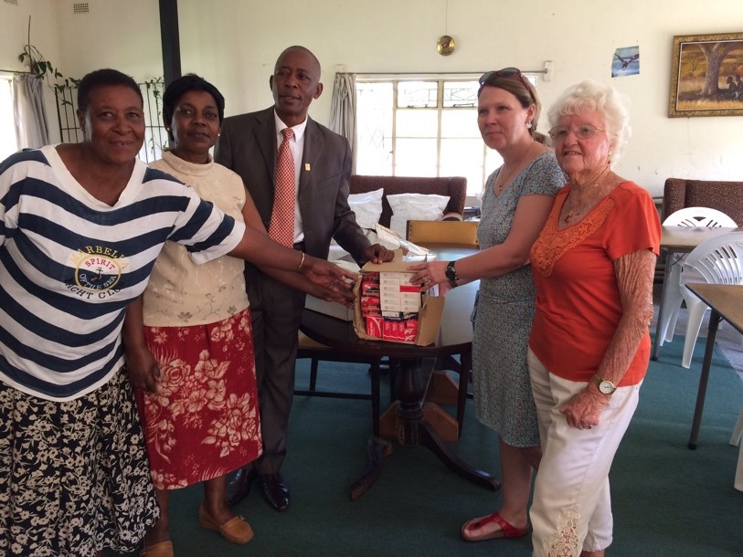 Janice meeting staff and residents of an old folk’s home