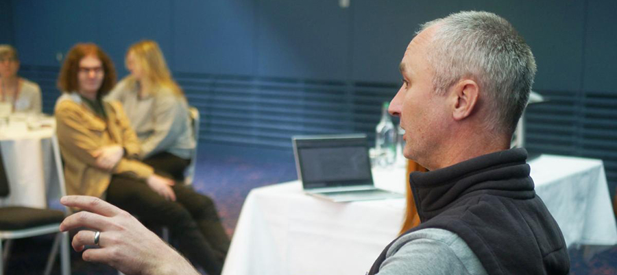 Photo of a supervisor delivering a workshop to students in Dundee (2016)