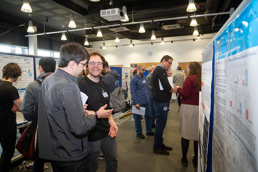 Students present their posters at a Poster session. Dundee, EastBio 2019 Symposium