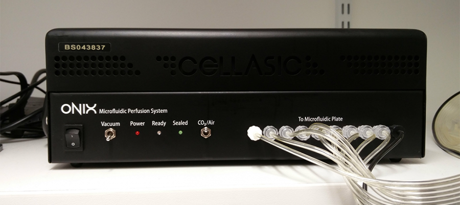 Photo of Cellasics Microfluidics system