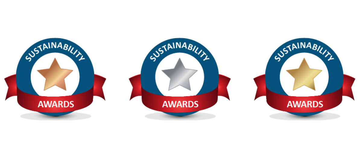 Sustainability awards logos, gold, silver and bronze