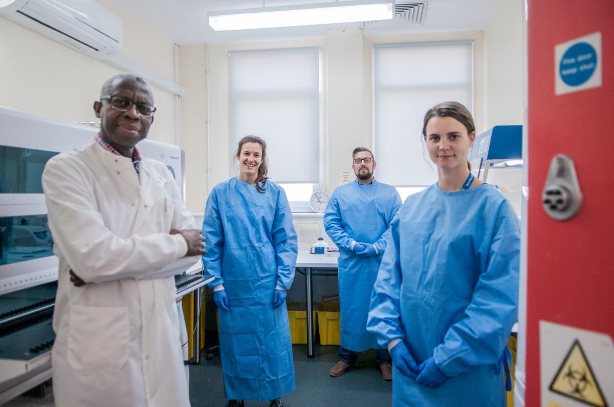 NGH Molecular Laboratory Team. From left to right: Augustus Lusack, Zoe Gidden, David Young, Charlotte Brookes